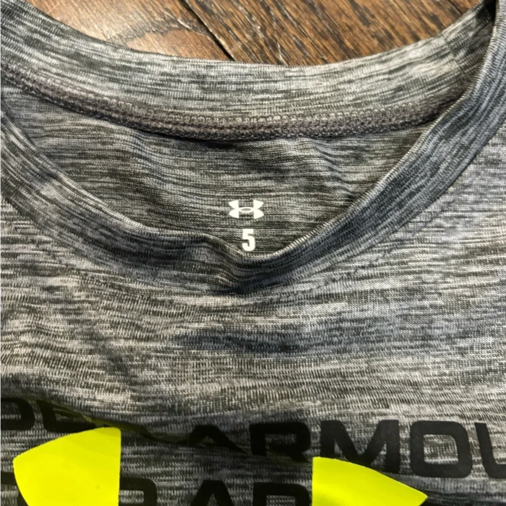 Under Armour Gray Heather Long Sleeve Tee with Neon Yellow Logo